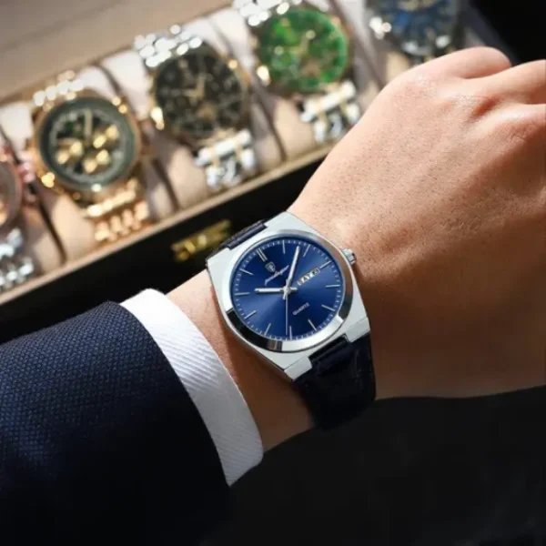 POEDAGAR 930L Men's Leather Quartz Watch