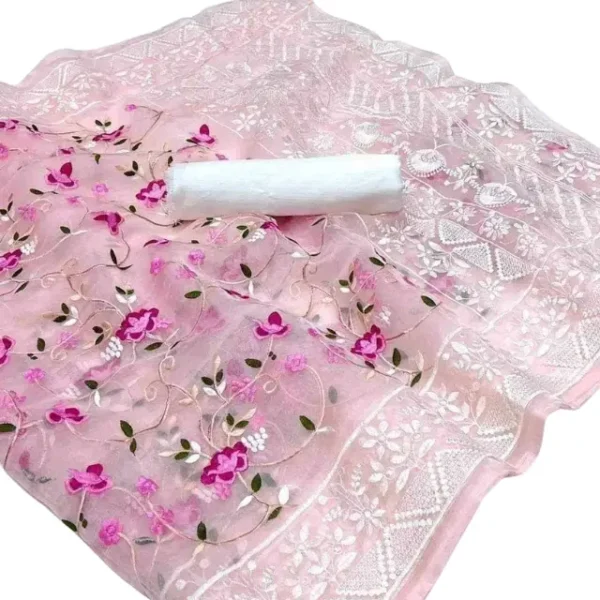 Muslin silk screen print saree 2