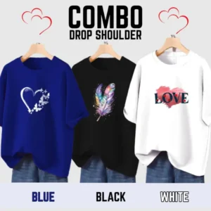3 Pcs Combo Lovely Drop shoulder T-shirt for Women