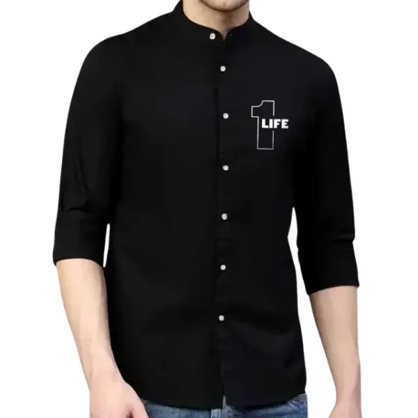 Premium Printed Ban Collar Shirt for Men Premium Printed Ban Collar Shirt for Men
