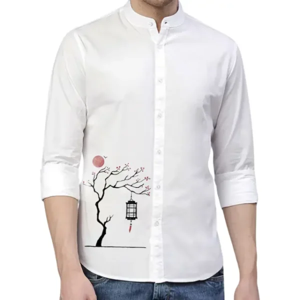 Premium Printed Ban Collar Shirt for Men