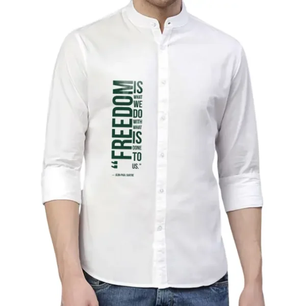 Premium Printed Ban Collar Shirt for Men Premium Printed Ban Collar Shirt for Men