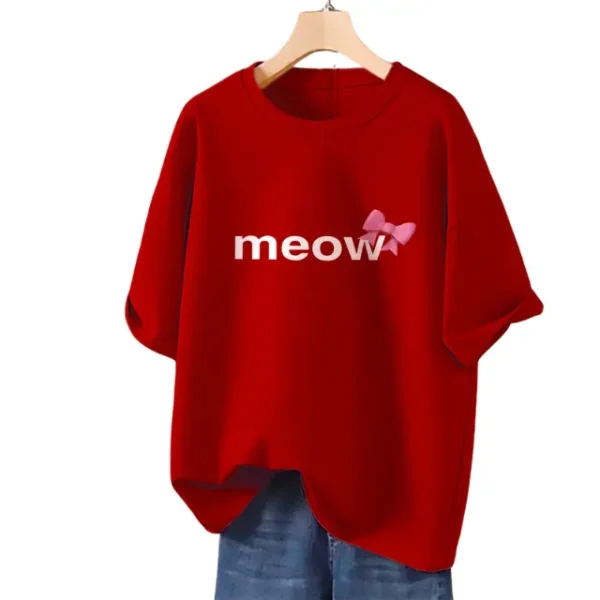 Untitled design Drop shoulder T-shirt for Women (Red)