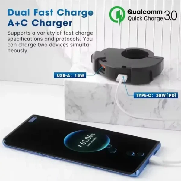 Universal Motorcycle Handlebar Phone Fast Charger (1) Universal Motorcycle Handlebar Phone Fast Charger