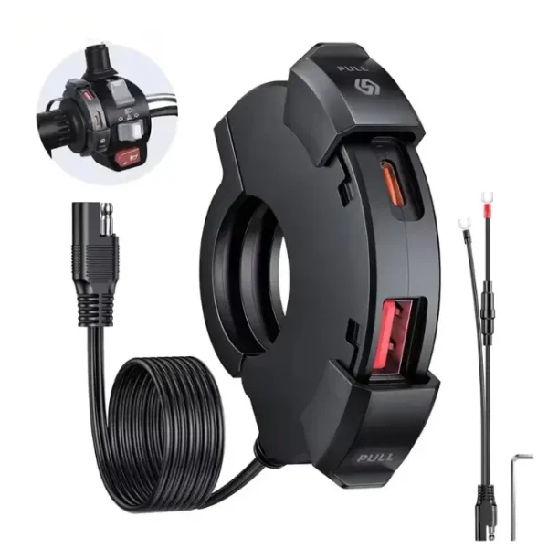 Universal Motorcycle Handlebar Phone Fast Charger (3) Universal Motorcycle Handlebar Phone Fast Charger
