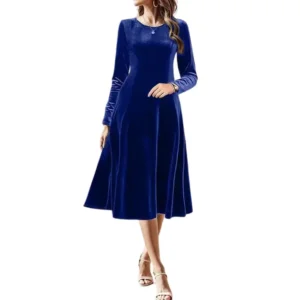 Velvet- elegant long-sleeve dress for women