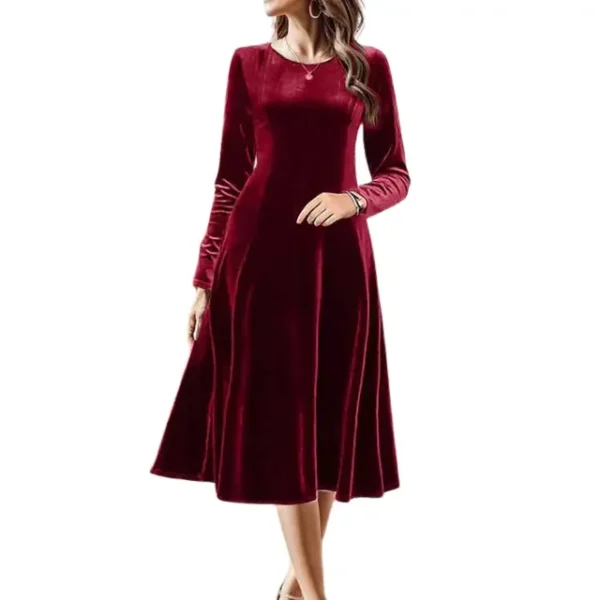 Velvet- elegant long-sleeve dress for women (3) Velvet- elegant long-sleeve dress for women